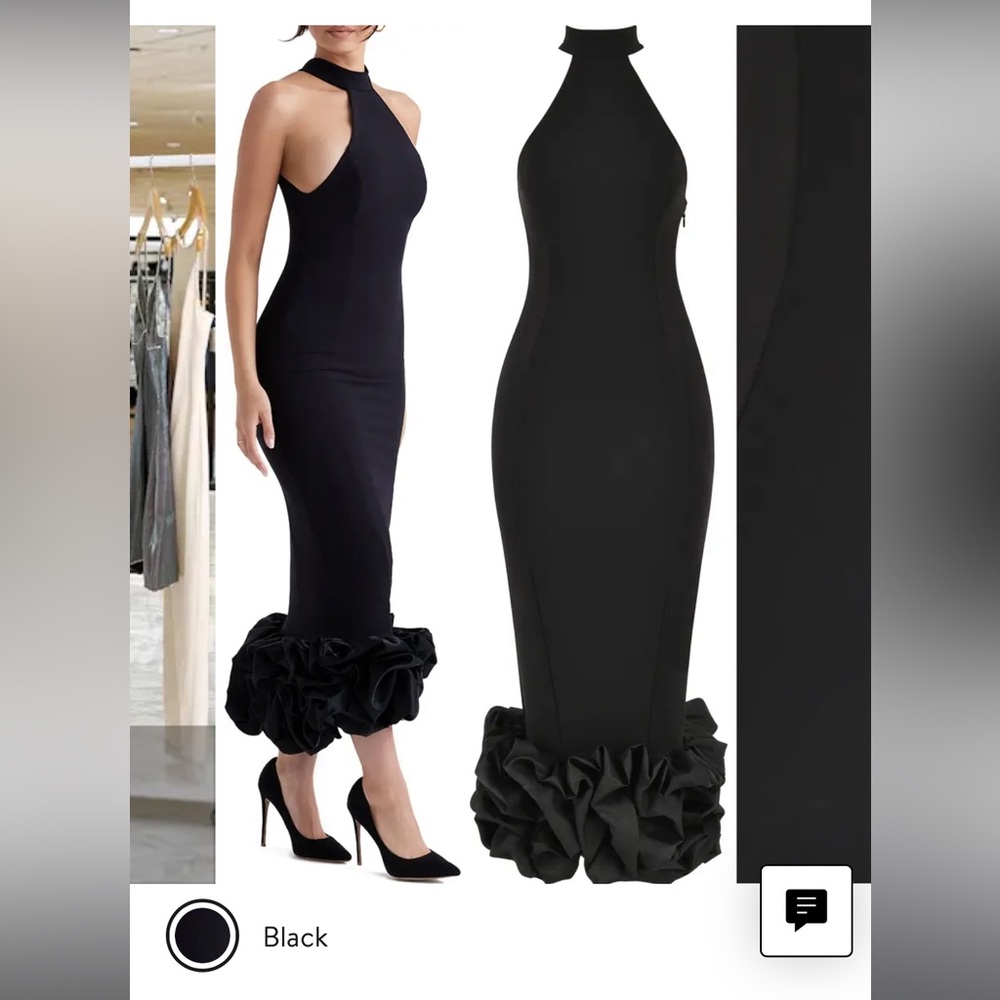 House of CB Juniper Halter Neck Ruffle Hem Crepe Cocktail Dress. Size Small.